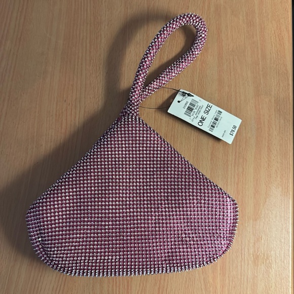 I.N.C. International Concepts Sparkle Mesh Pouch, pink drgn fruit  Bag - Picture 5 of 5